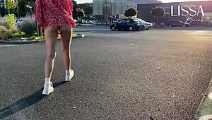 A hot latina flashes her wet panties and gropes herself on a crowded public bus.