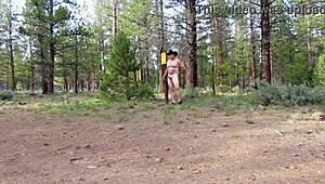 you seeing simscristian05 strip naked at campground entrance in sheer outfit exhibitionist style?