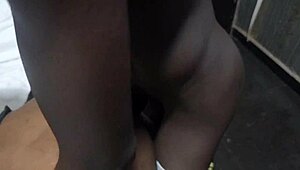 Naughty Ebony House Girl Takes Monster Black Cock Anal Doggystyle Bent Over