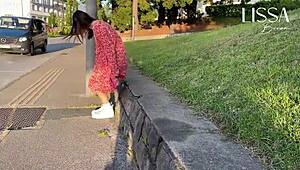 A hot latina flashes her wet panties and gropes herself on a crowded public bus.