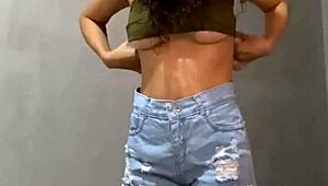 colombian fitness model's big tits bounce in public outdoor tease