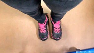 Mistress commands you follow her sweaty socks and sneakers in public fetish walk.