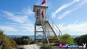 Stunning Milf Lifeguard Miluniel Louis Rips Clothes Posing Perfect Tits Ass Lingerie Beach Striptease!