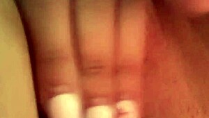 shaved student fingers her tight wet pussy and narrow ass solo