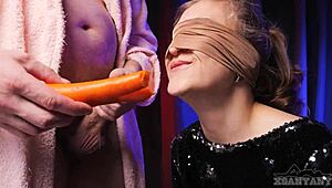 stepbrother tricked me into sloppy deepthroat with taste game now im sucking daddy's huge cock angry but wet 