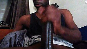 Not your brother stroking massive black cock closeup to cum explosion.