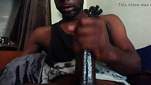 Not your brother stroking massive black cock closeup to cum explosion.