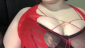 Riding crop snaps across her huge tits ass and curvy body in softcore spanking