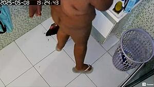 hidden cam catches busty bbw neighbor shaving her huge fat pussy in the bath