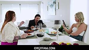 wanna join this orgy where strict stepdad punishes disrespectful stepdaughter with deepthroat handjob dad girl action?