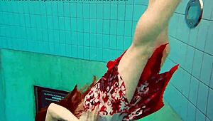 hot teen marketa dives underwater in bikini at beach