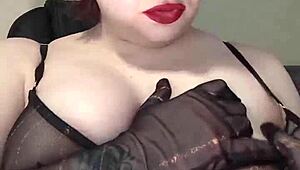 Riding crop snaps across her huge tits ass and curvy body in softcore spanking