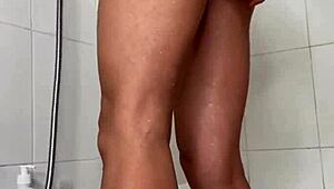 Horny Hottie in Shower Masturbates with Dildo to Wild Squirting Climax