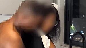 Ebony maid caught squirting wet pussy riding boss cock doggystyle full movie!