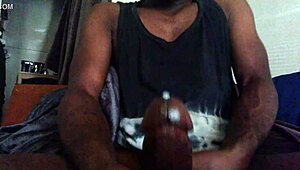 Not your brother stroking massive black cock closeup to cum explosion.