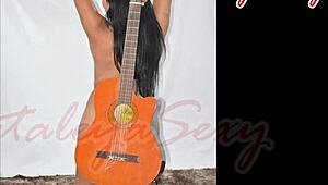 sensual model strips outfits naked strums guitar teasing my desires
