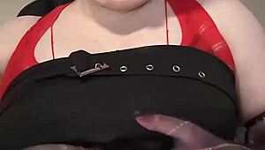 Riding crop snaps across her huge tits ass and curvy body in softcore spanking