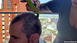 did you think this muscular latina bodybuilder with huge tits was just cutting hair?