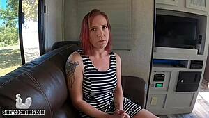 Stepson Fills Christian Stepmom Jane Cane with Creampie on Shiny Cock POV