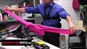 desperate yoga teacher caught shoplifting gets bent over fucked by store owner