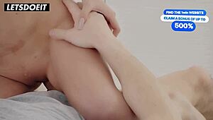 Beautiful skinny petite Gatita Veve moans riding stepbro's big cock to orgasm