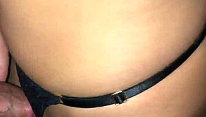 Went to swingers house, spread pussy in glory hole, devoured huge cock while cuck hubby jerked