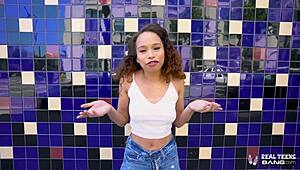 beautiful ebony teen cecilia lion rides black cock doggystyle cowgirl in real casting fuck