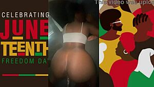 JUNETEENTH BLACK PUSSY RIDES MONSTER COCK TO SKINNY PETITE ORGASM!