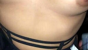 Went to swingers house, spread pussy in glory hole, devoured huge cock while cuck hubby jerked