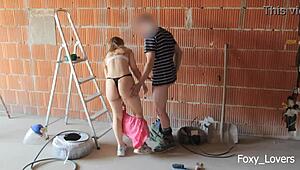 coworker slut bent over construction site for rough doggystyle cheating fuck