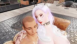 bizomak casts golden for interracial double penetration orgasm creampie