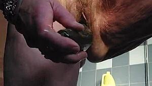 whoa oma stuffs huge cucumber deep in her hairy granny pussy 🍆💦