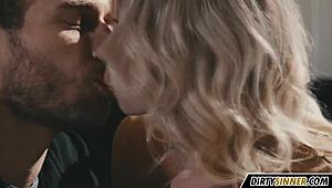 A cute blonde college girl shyly explores her natural tits in sensual play