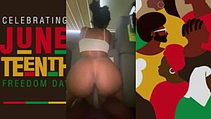 JUNETEENTH BLACK PUSSY RIDES MONSTER COCK TO SKINNY PETITE ORGASM!