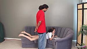 Older bbc seduces 18yo nerd glasses girl for brutal first interracial pounding