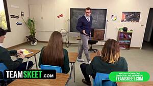 Innocent Skirt Girl Gagged Choked in Classroom Gangbang Sex Ed