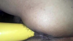 latina wife rides dildo to intense orgasm in bed