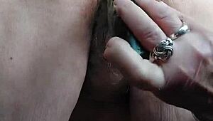 whoa oma stuffs huge cucumber deep in her hairy granny pussy 🍆💦