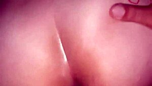 Petite housewife drilled deep on living room sofa