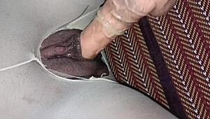 pornstar's tight shaved pussy creampied through ripped stockings nonstop