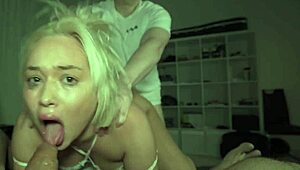 i grab her tight blonde tits while coke can cock pounds her deep in rough missionary quickie