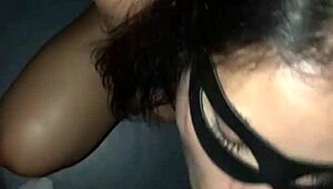 Went to swingers house, spread pussy in glory hole, devoured huge cock while cuck hubby jerked