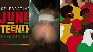 JUNETEENTH BLACK PUSSY RIDES MONSTER COCK TO SKINNY PETITE ORGASM!