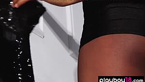 skinny ebony ballerina jahla pope tempts with her stripping workout moves