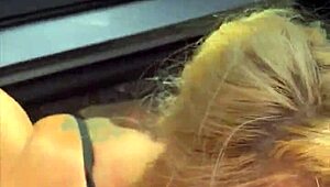 real hooker in glasses kneels public for old man's cash sucking cumshot straight in mouth