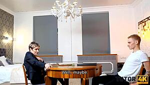 Short-haired teacher tutor gets nailed hard in multiple hot poses