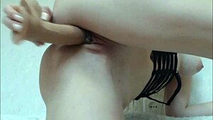 whoa check this busty teen fingering shaved pussy closeup till she squirts!