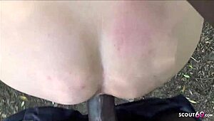 blonde bitch gets tinder fucked deep in woods public german style