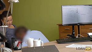 damn this czech brunette bends over for loan4k cash