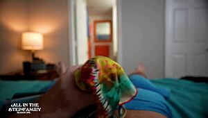 Stepmom's skimpy bikini on vacation got me hard so the curvy tanned milf jerked my monster cock till i came.